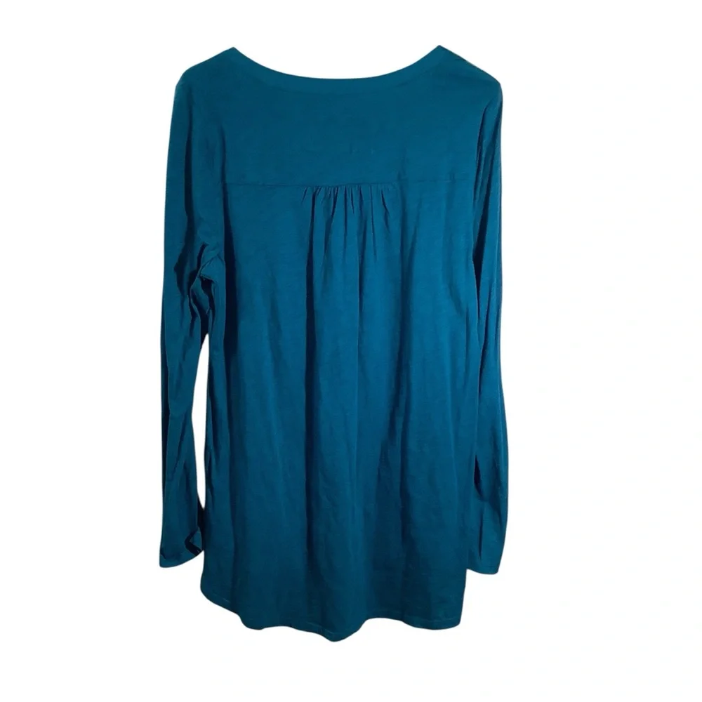 Little Yellow Button Anthropologie Boho Long Sleeve Tunic Top W/ Button V-Neck